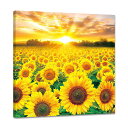ひまわり 絵画 向日葵 アートパネル 花の絵 インテリア ポスター 植物 壁掛け 部屋 飾り絵 玄関に飾る絵 木枠付きの完成品 (50x50cm)