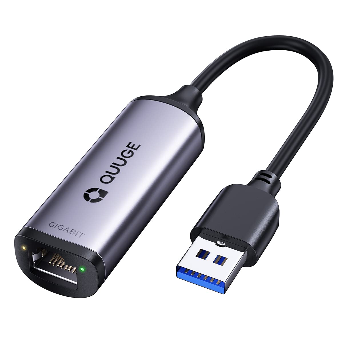 QUUGE 有線LANアダプター USB LAN 変換アダプター 1Gbe高速通信 USB3.0 to RJ45 変換 一発認識 アルミ外殻 Switch 有線LAN イーサネットアダプタ USB3.0 1000/100/10Mbps LANケーブル USB 変換 ギガビット Windows/Linux/Chrome/Switchなど対応