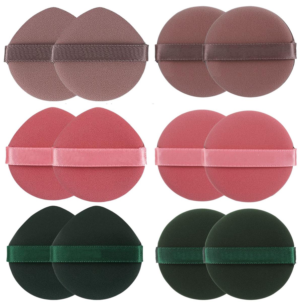 サムコス クッションファンデ パフ スポンジ メイク用パフ 柔らかい 吸収力 多機能 乾湿両用 水滴形 丸い形 3色 12個セット