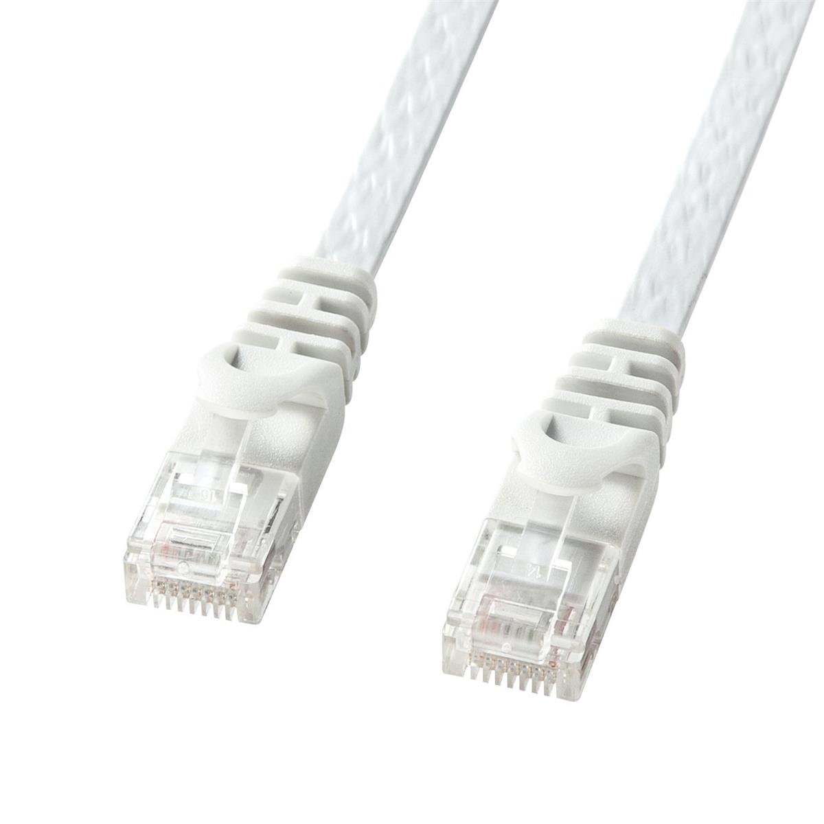 サンワサプライ LANケーブル CAT6 フラットタイプ 1Gbps/250MHz ギガビット イーサネットケーブル RJ45コネクタ ツメ折れ防止 (1m) ホワイト LA-FL6-01W
