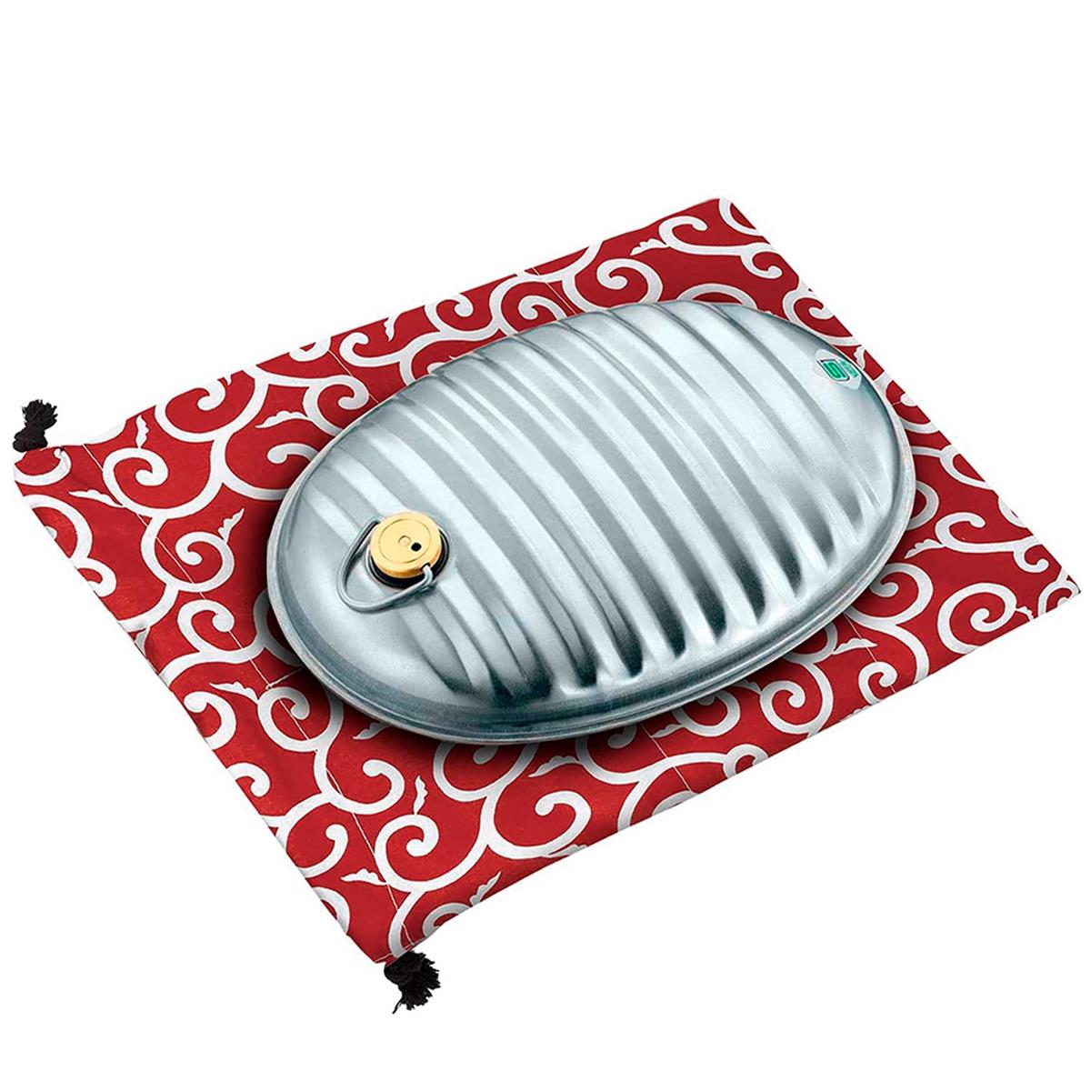 マルカ 湯たんぽ 和柄 エンジ 約幅32.7×奥行23.8×高さ8.5cm 湯たんぽA(エース) 2.5L 袋付 023453