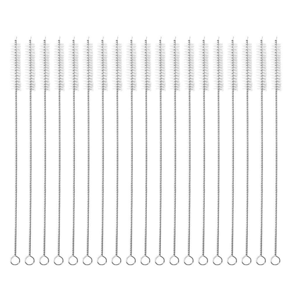 Perfectgoing ストローブラシ チューブブラシ 哺乳瓶ブラシ 飲用ストロー＆ホース専用 極細タイプ 隙間ブラシ 再利用可能 ステンレス製 175mm 20本セット