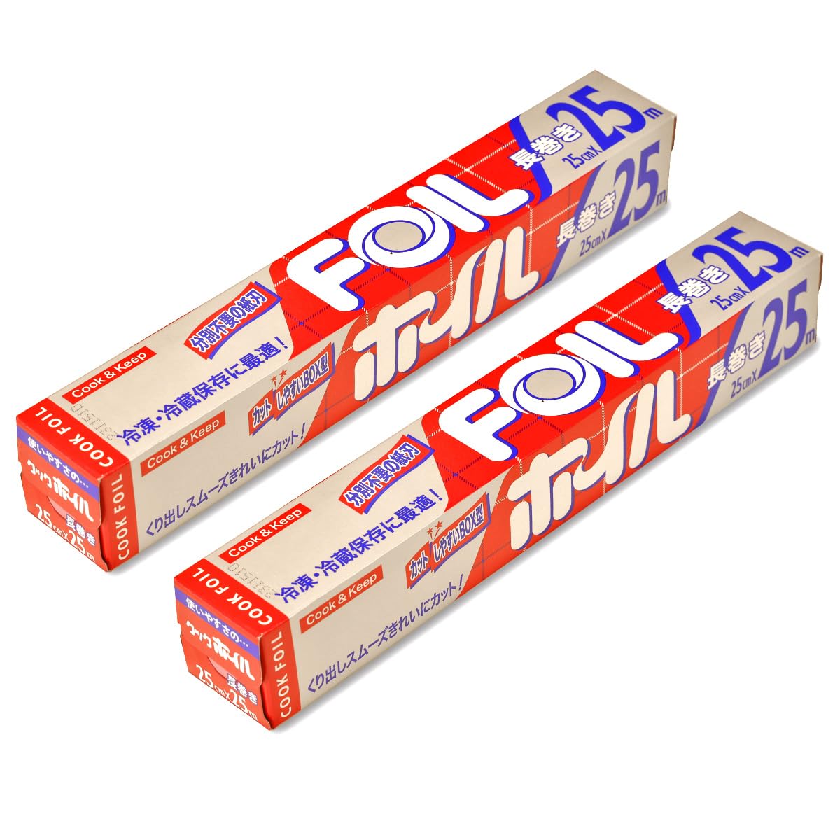 エムエーパッケージング 長巻 アルミホイル シルバー 分別不要の紙刃 日本製 幅25cm×長さ25m 2個セット