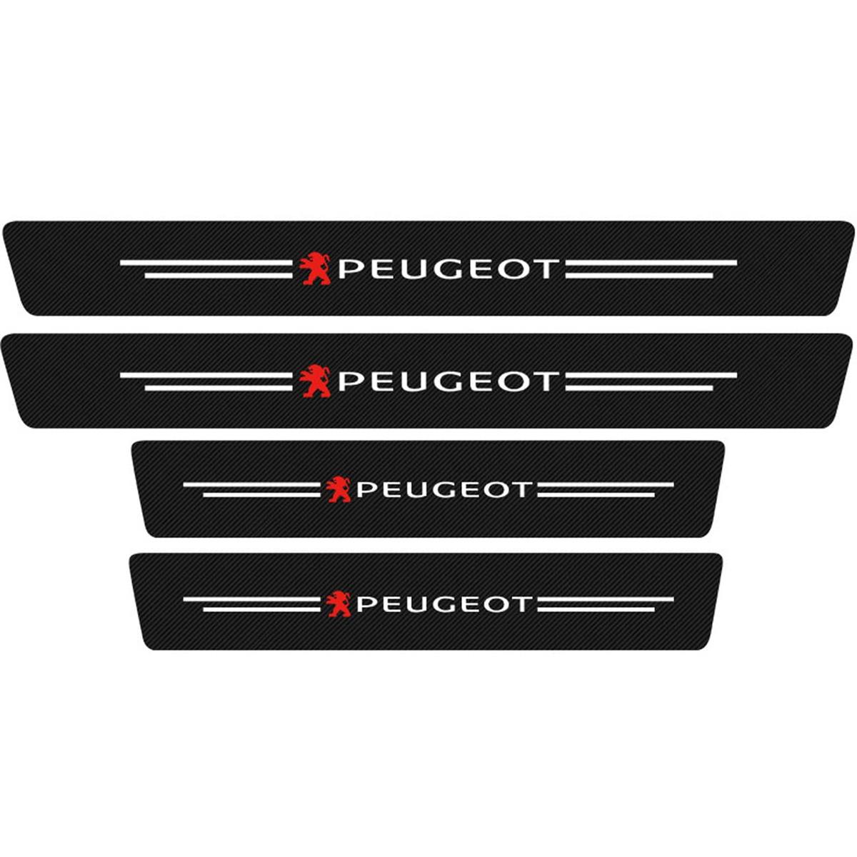 プジョー サイドステップガード 車用 ドアガードステッカー レザー製 高級素材 傷隠し キズ防止 汚れ防止 4個セット (プジョー)