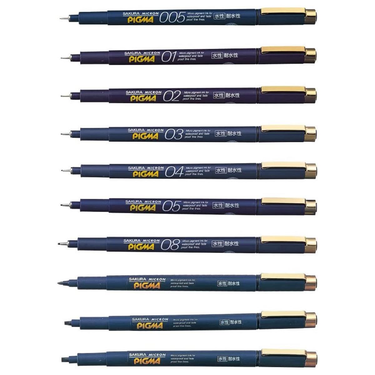 サクラクレパス 水性ペン ピグマ 10種セット 黒 ESDK-10#49