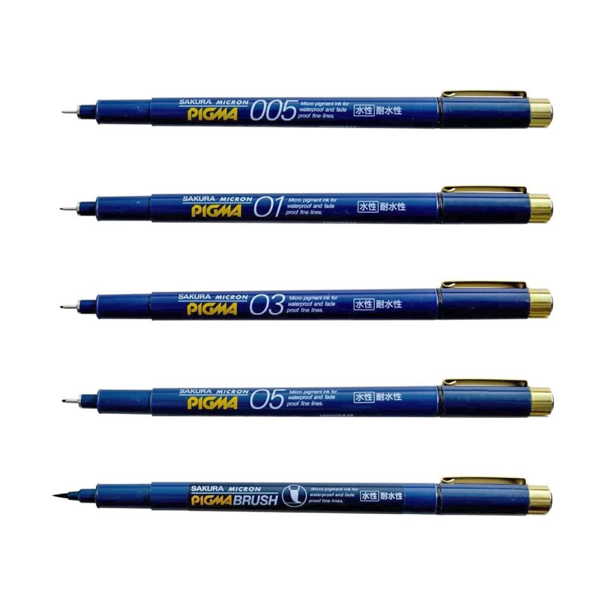 サクラクレパス 水性ペン ピグマ 5種セット 黒 ESDK-5#49