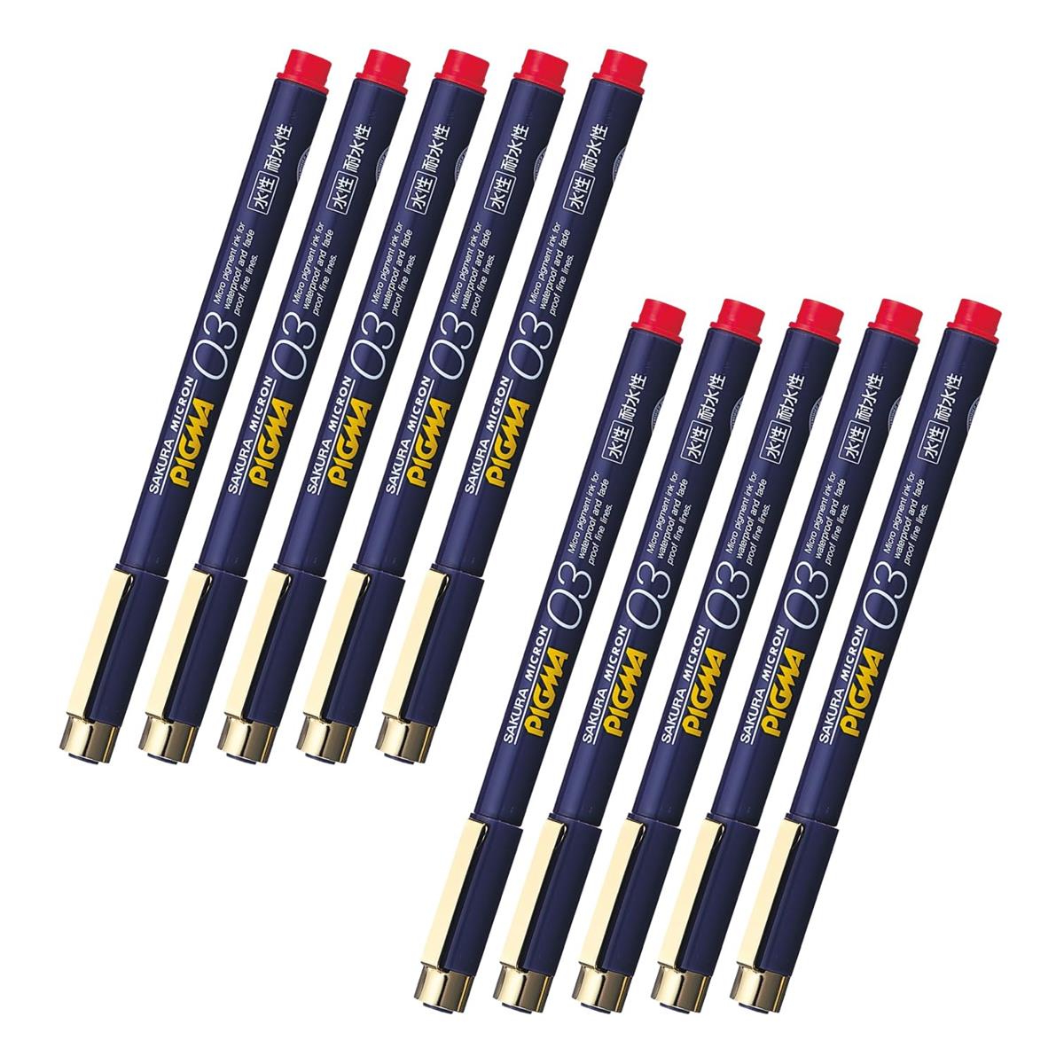 サクラクレパス 水性ペン ピグマ 0.3mm 赤 10本 ESDK03#19-10P