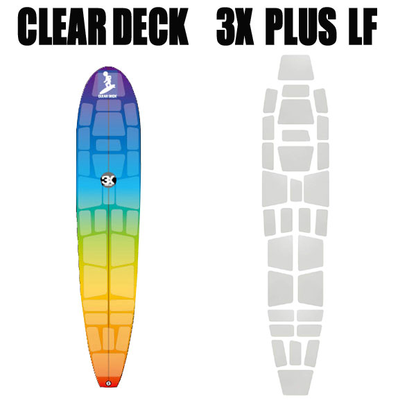 クリアデッキ　3X+PLUS LF ロング用（四角形など30枚入り）サーフボード用 滑り止めデッキテープ
