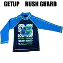 訳アリB品 GETUP 長袖ラッシュガード100cm ネイビー&ブルー 子ども用 UPF50+ マリン用品 キッズ ベビーサイズ