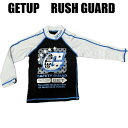 訳アリB品 GETUP 長袖ラッシュガード100cm ブラック&ホワイト 子ども用 UPF50+キッズ ベビーサイズ