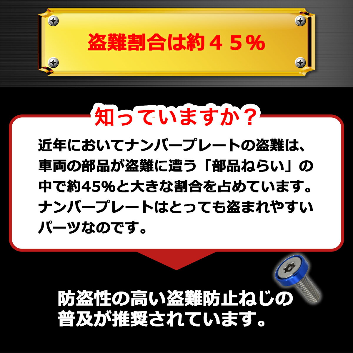 【期間限定P5倍 6/4(火)20:00～】 セキュリティーボルト 盗難防止ボルト ナンバーボルト 車 ナンバープレート ナンバーフレーム LED 字光式 盗難 いたずら 防止 アルミカラーワッシャー 錆びに強い ステンレス製 ネジ 防犯対策 幅広い車種に対応 _ セキュリティー ボルト _ 2