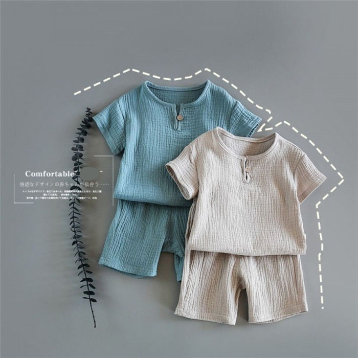 韓国子供服 セットアップ 長ズボン 綿麻混 男の子 カジュアル 夏 ワイドパンツ 麻・リネン 半袖 薄手 パンツ セットアップ ゆったり 2点セット Tシャツ 半袖 ショットパンツ　リゾート スポーツスーツ キッズ こども 可愛い きれいめ //卒園式/入学式/パーティ