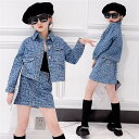 【時間限定10%OFF&Point2倍】子供服 デニムセット 上下セット 女の子 スカートセット デニムジャケット+スカート ブルー 2点セット キッズ デニム セットアップ デニムジャケット ジージャン ユーズド風 子供 オシャレ 子供服 120 130 140 150 160 170