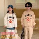兄妹お揃い 長袖シャツ 兄弟 姉妹 女の子 男の子 2点セット クマ柄 長袖 トップス+ズボン ストライプ スウェット かわいい スポーツウェア 韓国子供服 ペ...