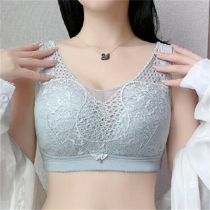 Rakuten - 【SALE★20％OFF】ブラジャー 小さくを見せるブラ ノンワイヤー フルカップ 着痩せ 美胸 つけ心地 脇肉 脇高 楽ブラ レースブラ 大きいサイズ 20代30代40代