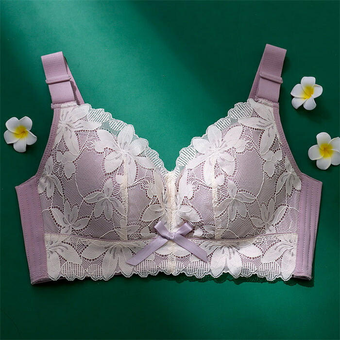 Rakuten - 【SALE10%OFF&5倍ポイント】ブラジャー 小さくを見せるブラ ノンワイヤー フルカップ 着痩せ 美胸 つけ心地 単品 盛れる 脇肉 脇高 楽ブラ お洒落 美胸 レースブラ 大きいサイズ ノンワイヤー 綺麗 20代30代40代