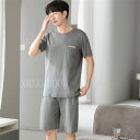 【時間限定10%OFF&Point2倍】ルームウェア メンズ 上下セット 綿 半袖 春 夏 柔らかく軽い薄手の快適Tシャツ ポケット付き 夏 グレー 涼しい 部屋着 男性