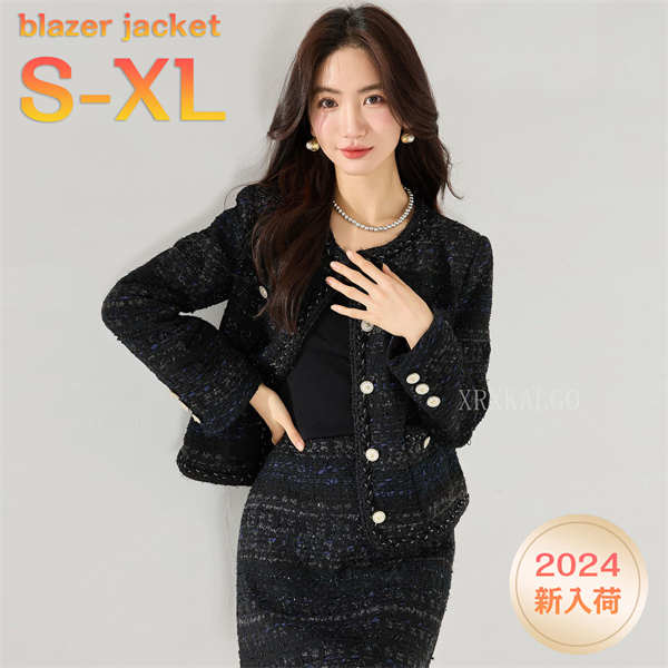 乐天商城 - 【SALE10%OFF&5倍ポイント】ジャケット レディース 入学式 卒業式 アウター ツイード ノーカラー 長袖ジャケット フォーマル セレモニー 卒園式 入園式 結婚式 母 ママ 20代 30代 40代 50代 春 冬 ママスーツ