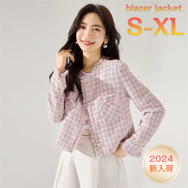 乐天商城 - 【SALE10%OFF&5倍ポイント】ジャケット レディース 入学式 卒業式 アウター ツイード ノーカラー 長袖ジャケット フォーマル セレモニー 卒園式 入園式 結婚式 母 ママ 20代 30代 40代 50代 春 冬 ママスーツ