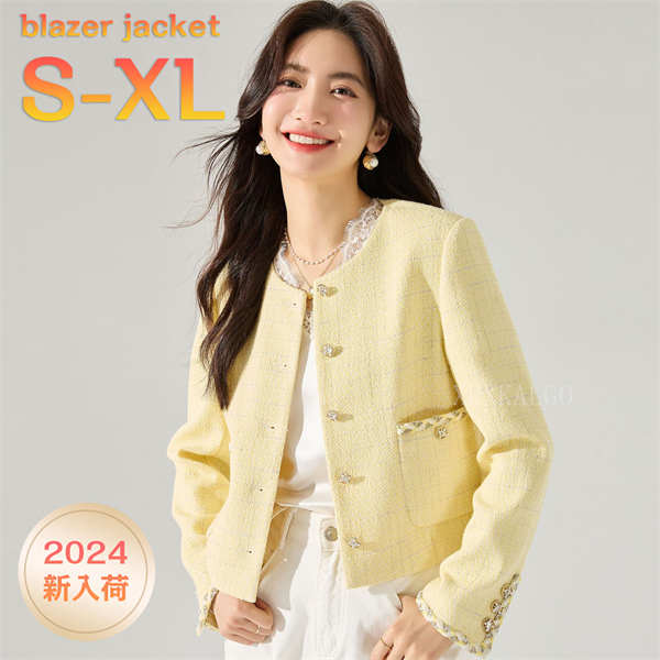 乐天商城 - 【SALE10%OFF&5倍ポイント】ジャケット レディース 入学式 卒業式 アウター ツイード ノーカラー 長袖ジャケット フォーマル セレモニー 卒園式 入園式 結婚式 母 ママ 20代 30代 40代 50代 春 冬 ママスーツ
