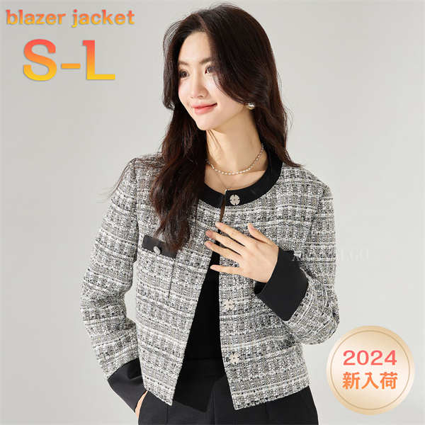 乐天商城 - 【SALE10%OFF&5倍ポイント】ジャケット レディース 入学式 卒業式 アウター ツイード ノーカラー 長袖ジャケット フォーマル セレモニー 卒園式 入園式 結婚式 母 ママ 20代 30代 40代 50代 春 冬 ママスーツ