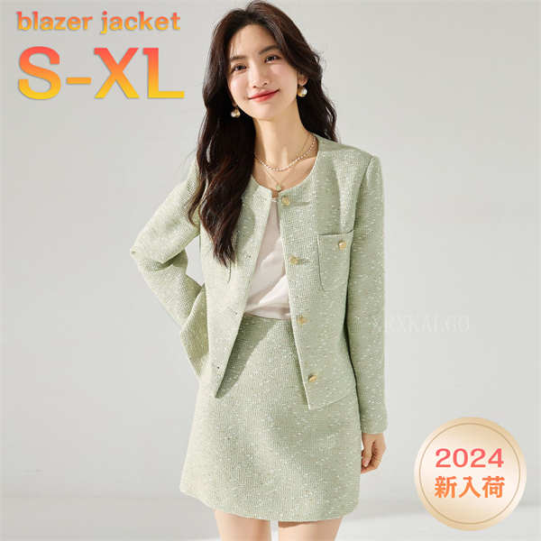 乐天商城 - 【SALE10%OFF&5倍ポイント】ジャケット レディース 入学式 卒業式 アウター ツイード ノーカラー 長袖ジャケット フォーマル セレモニー 卒園式 入園式 結婚式 母 ママ 20代 30代 40代 50代 春 冬 ママスーツ
