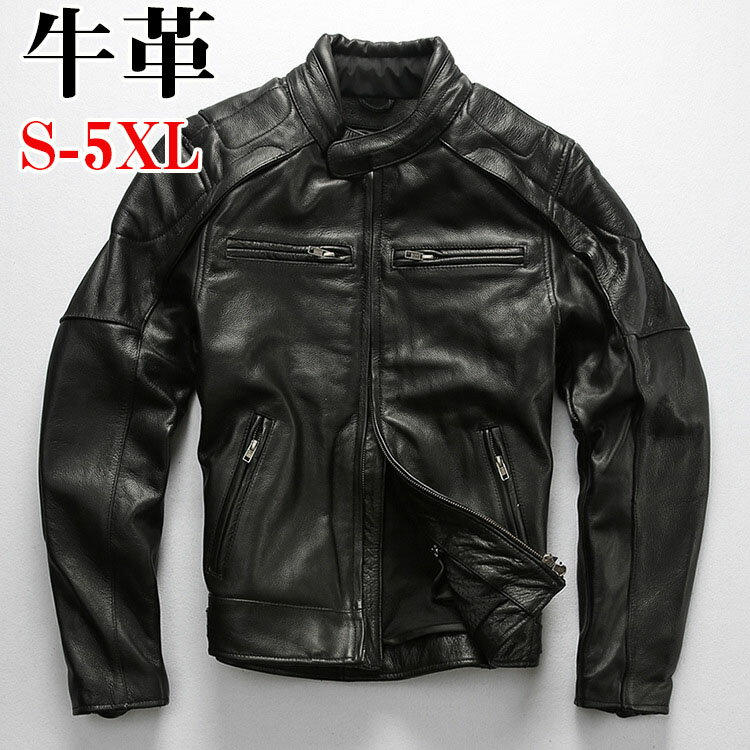 Leather - 【SALE10%OFF&5倍ポイント】レザージャケット ライダースジャケット 牛革 バイクジャケット 本革 革ジャン メンズファッション S〜4XL 本革ジャケット ブラウン カウレザー 父の日 アウター ライダースジャケット バイク 防風 防寒 お洒落 メンズ 大きいサイズ