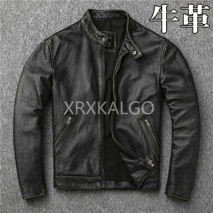 レザージャケット ライダースジャケット 牛革 バイクジャケット 立ち襟 中綿 本革 革ジャン メンズファッション S〜4XL 本革ジャケット グレー カウレザー 父の日 アウター ライダース ライダースジャケット バイク 防風 防寒 レザー お洒落 メンズ 大きいサイズ