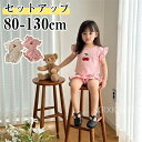 【時間限定10%OFF&Point2倍】子供服 セットアップ 上下セット キッズ 女の子 ベビー ジュニア フリル袖 半袖 Tシャツ ショートパンツ 薄手 涼感 ピンク ベージュ チェリー柄 夏 韓国 春 綿 ゆったり 80-130cm おしゃれ 可愛い 赤ちゃん 0-8歳