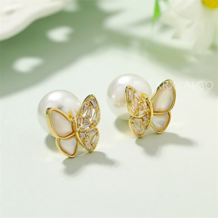 Lime - 【SALE10%OFF&5倍ポイント】ピアス イヤリング アクセサリー レディース 揺れる 蝶 パール シルバー ゴールド SV925製 ギフト クリスマス プレゼント 母の日 結婚式 オケージョン お呼ばれ パーティー 大ぶり 華やか 和服 浴衣 花 金 金属アレルギー対応 パール