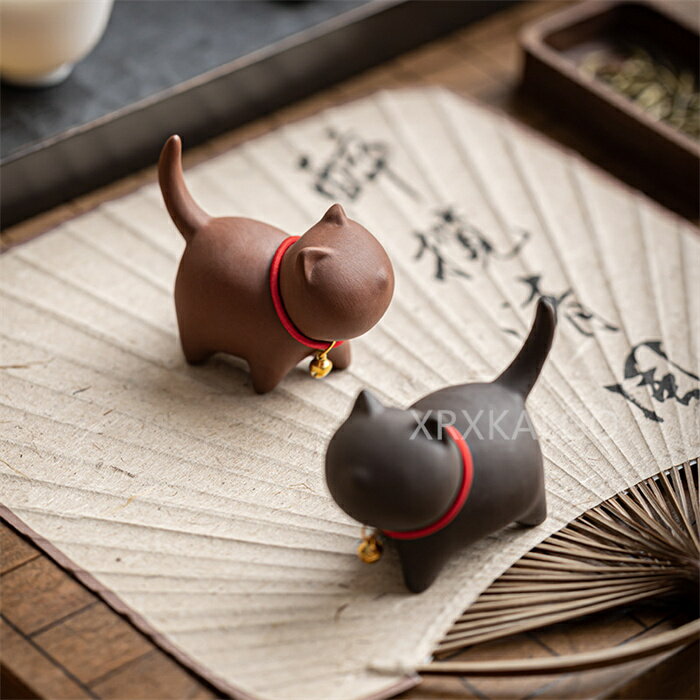 乐天商城 - 茶寵 置物 茶道具 飾り物 猫 紫砂泥 インテリア 茶玩 茶ペット オブジェ 縁起物 工芸品 民芸 書斎 和室 茶卓置物 リビング 玄関 卓上 デスク