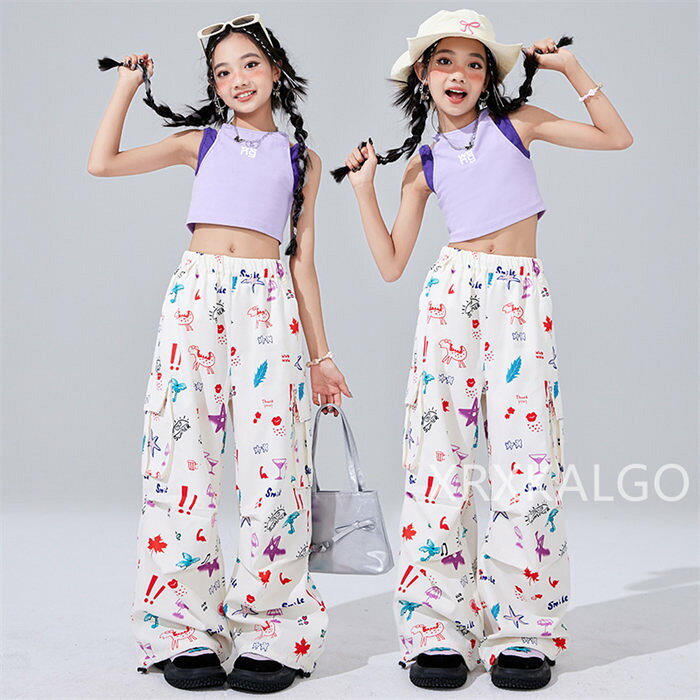 つげ村shopの【SALE10%OFF&5倍ポイント】ダンス衣装 キッズ セットアップ ガールズ ヒップホップ K-POP 韓国 衣装 チアダンス ヘソ出し トップス パンツ チェック柄 半袖 イベント 単品販売 セット販売｜アングル3