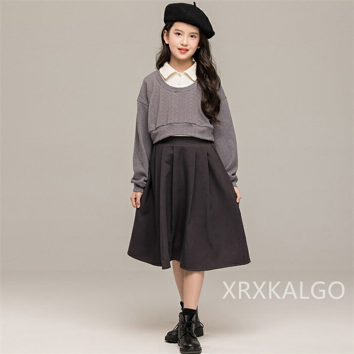 子供 スーツ 女の子 フォーマルスーツ キッズ 2点セット フェイクレイヤード 重ね着トップス セットアップ ボレロ スカート 長袖スーツセット 制服 キッズスーツ 子供スーツ 学院風 子供服 小学生 高級感 小学生 卒園式 入学式 結婚式 七五三 発表会 秋 秋物 春服 春物 長袖