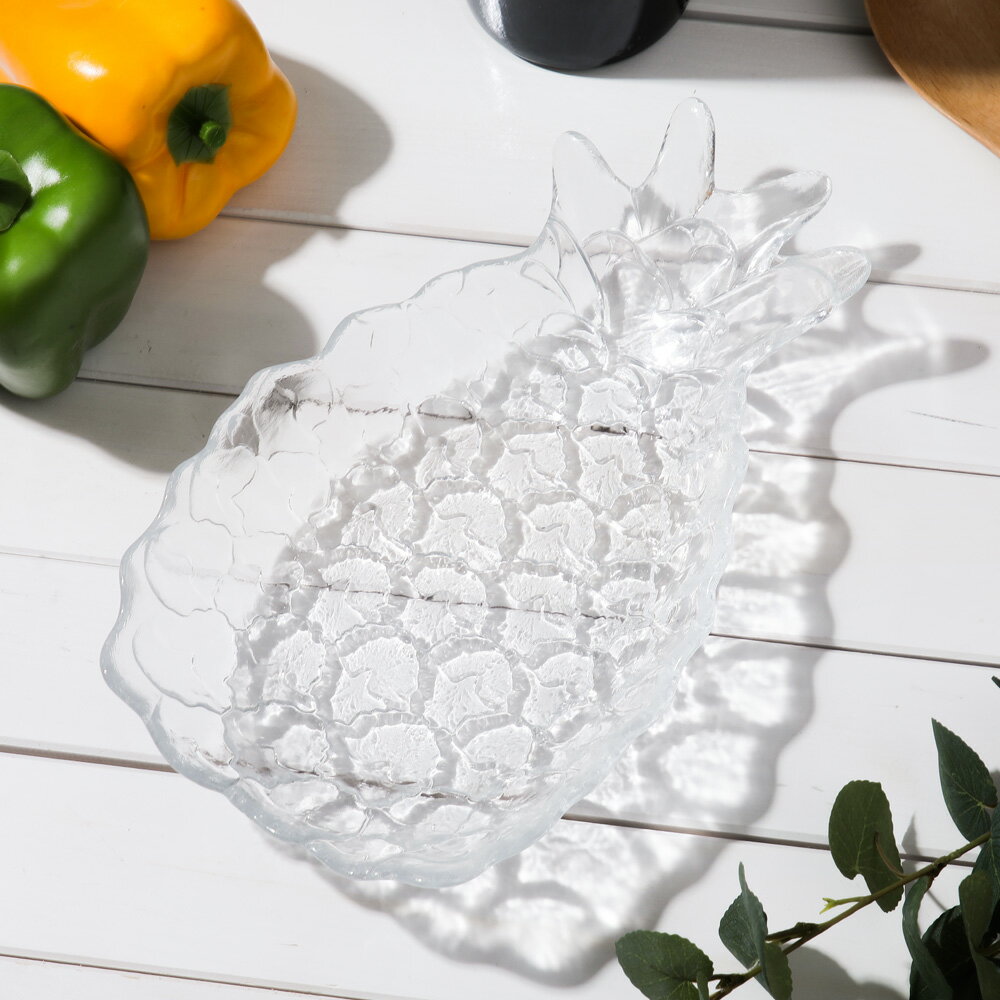 ラビングガラス パイナップル 25cm 皿 ガラスプレート Rubbing Glass フルーツ型 ガラス 皿 オシャレ サマー ラヴィングラス サラダ フルーツ