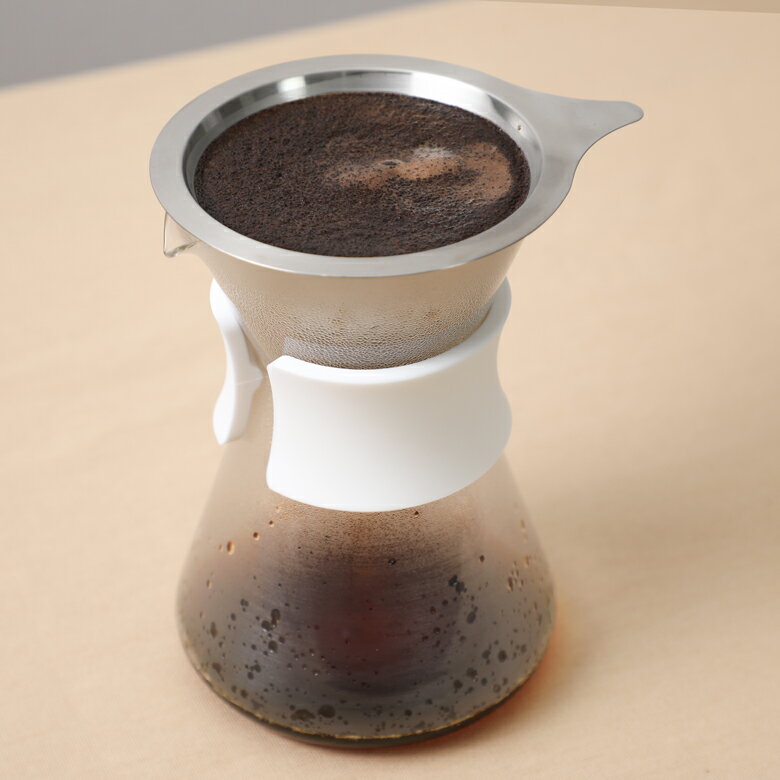 HARIO simply ステンレスコーヒーフィルターセット Glass Coffee Maker ダブルメッシュ サーバー一体型 400ml 1-3杯用 日本製 S-GCM-40 ハリオ ガラスサーバー オシャレ