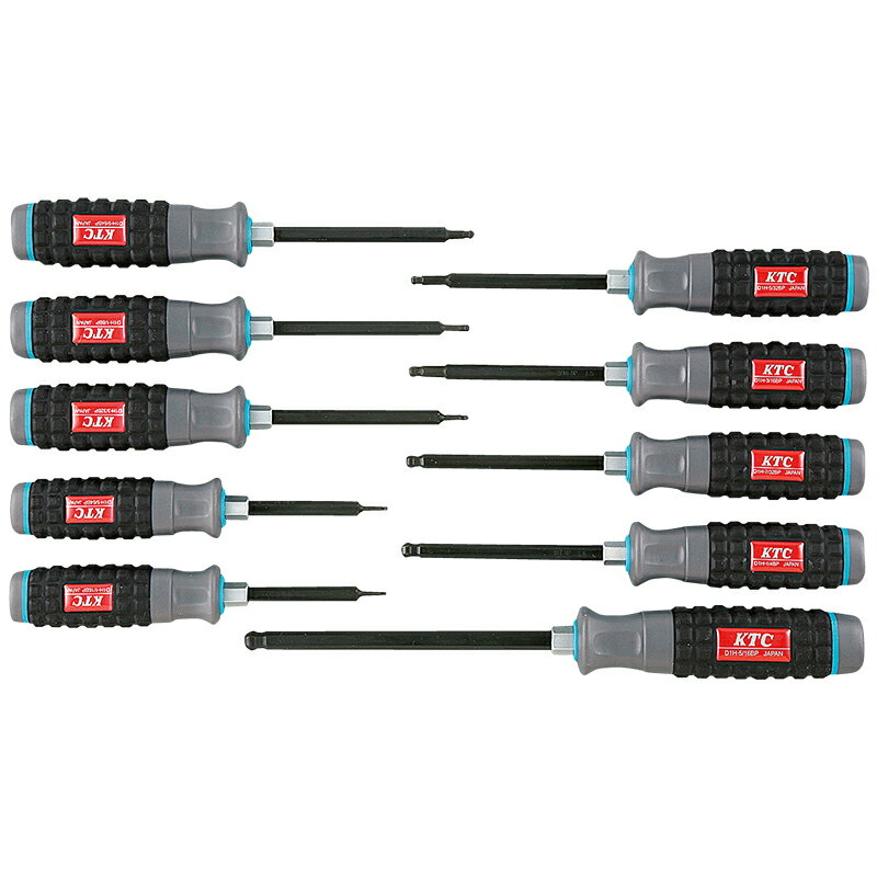 Hexagon Driver - [六角棒ドライバー]【送料無料】京都機械工具（株） KTC　樹脂柄ボールポイントヘキサゴンドライバセット［10本組］　TD1HBP10B 1S【383-9630】【北海道・沖縄送料別途】【smtb-KD】