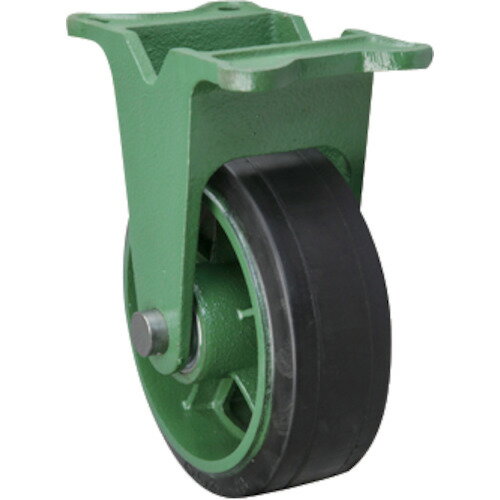 [プレート式鋳物製金具キャスター]（株）東北車輛製造所 東北車輛製造所 鋳物製キャスター 幅広型固定金具付ゴム車輪 100X50 1個【115-6353】【代引不可商品】【別途運賃必要なためご連絡いたします。】
