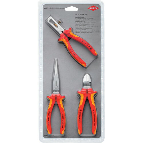 KNIPEX社 KNIPEX 絶縁工具3点セット（ワイヤーストリッパー・ニッパー・ペンチ） 003130BKV03 1S