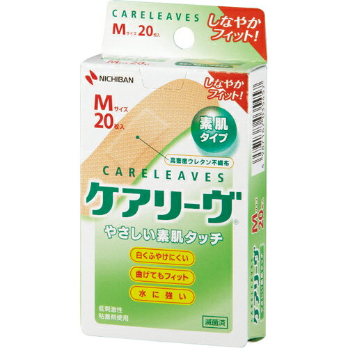 【特長】●高密度ウレタン不織布を使用した救急絆創膏のスタンダード●ムレにくく、皮ふが白くふやけにくい●違和感（ゴワゴワ）がほとんどない快適な貼りごこち●タテヨコの伸びが優れており皮ふの動きにしなやかに追従し、屈曲部にもしっかりフィット●目立たないベージュ色●キズぐちにつきにくいネット付き特殊パッド採用【仕様】●縦(mm)：21●横(mm)：70【仕様2】●Mサイズ：21mm×70mm(バッド部13mm×22mm)20枚【原産国（名称）】日本【質量】22.000【質量単位】G【JANコード】4987167035457【メーカー名】ニチバン（株）【関連キーワード：ものづくりのがんばり屋楽天市場店 清掃・衛生用品 労働衛生用品 ヘルスケア用品 絆創膏 NICHIBAN CO., LTD. NICHIBAN Bandage CARELEAVES Cleaning/Janitorials Janitorial Supplies Health Care Products