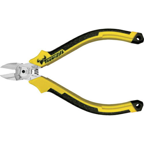 ■[ニッパ（プラスチック用）]（株）ツノダ TTC プラニッパー 115mm 成型グリップ バネ付き PN-115DG 1丁【353-7675】【代引不可商品】【メール便1個まで対象商品】