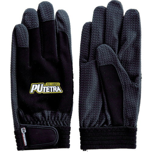 ■【3個までメール便で発送可能】[合皮手袋]富士グローブ（株）　富士グローブ　PUテトラ　TE−007　ブラ..