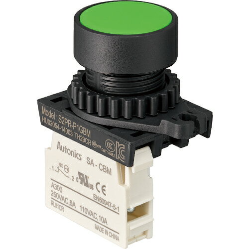 [押ボタンスイッチ]トラスコ中山（株） TRUSCO 押しボタンスイッチ Φ25 1b 緑 25P-1BM-GN 1個【207-7729】