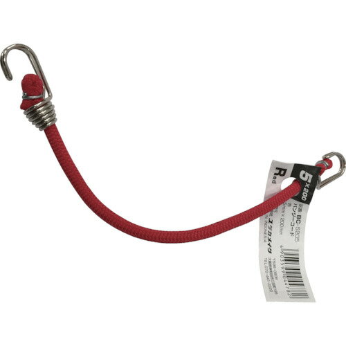 ■【3個までメール便で発送可能】[ゴムバンド]（株）ユタカメイク　ユタカ　バンジーコード　5mm×200mm　赤　BC-5205　1本【794-4179】【代引不可】