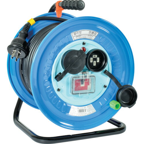 [コードリール（三相200V・防雨型）]【送料無料】日動工業（株） NICHIDO 電工ドラム 屋外型 三相200V 過負荷漏電保護兼用ブレーカ付 30m 1台【北海道・沖縄送料別途】【smtb-KD】