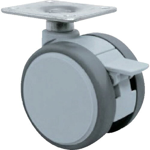 [プレート式双輪キャスター]東海キャスター（株） 東海　プレート式双輪キャスター　50径　自在S付　角座　F050SF 1個【389-0562】(4)