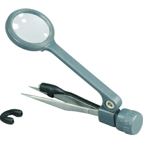 [手持ちルーペ（照明付）]（株）光　光　LEDライト付きルーペ　ピンセット付き　HE-08　1個【405-2234】