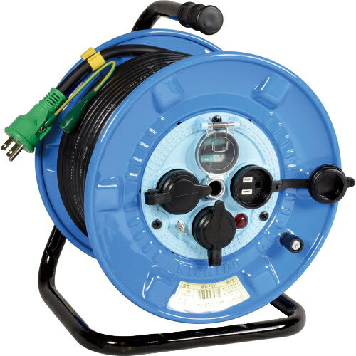 [コードリール（単相100V・防雨型）]【送料無料】NICHIDO 電工ドラム 屋外型 リペアポッキンドラム 漏電保護専用ブレーカ付 30m 1台【北海道・沖縄送料別途】【smtb-KD】