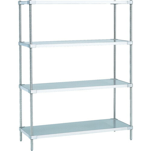 [ステンレス棚（パイプ式ベタ棚タイプ）]エレクター ソリッドエレクターステンレスシェルフ 間口1213×奥行614×高さ2197 4段 LSS1220S PS2200-4 1台【代引不可・メー直】【別途運賃必要なためご連絡いたします。】