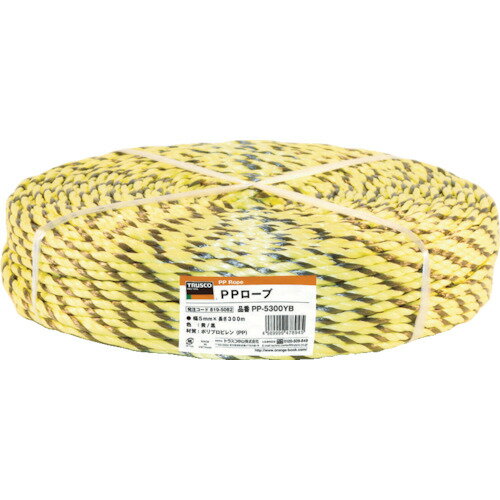 [ひも]トラスコ中山（株）　TRUSCO　PPロープ　幅6mmX長さ200m　黄黒　PP-6200YB　1巻【819-5083】