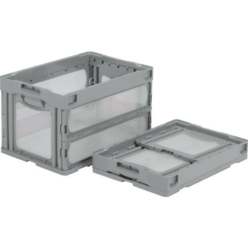 [折りたたみコンテナ]三甲（株） サンコー 折りたたみコンテナー 559010 マドコンO−50B ライトグレー 1個【432-2959】